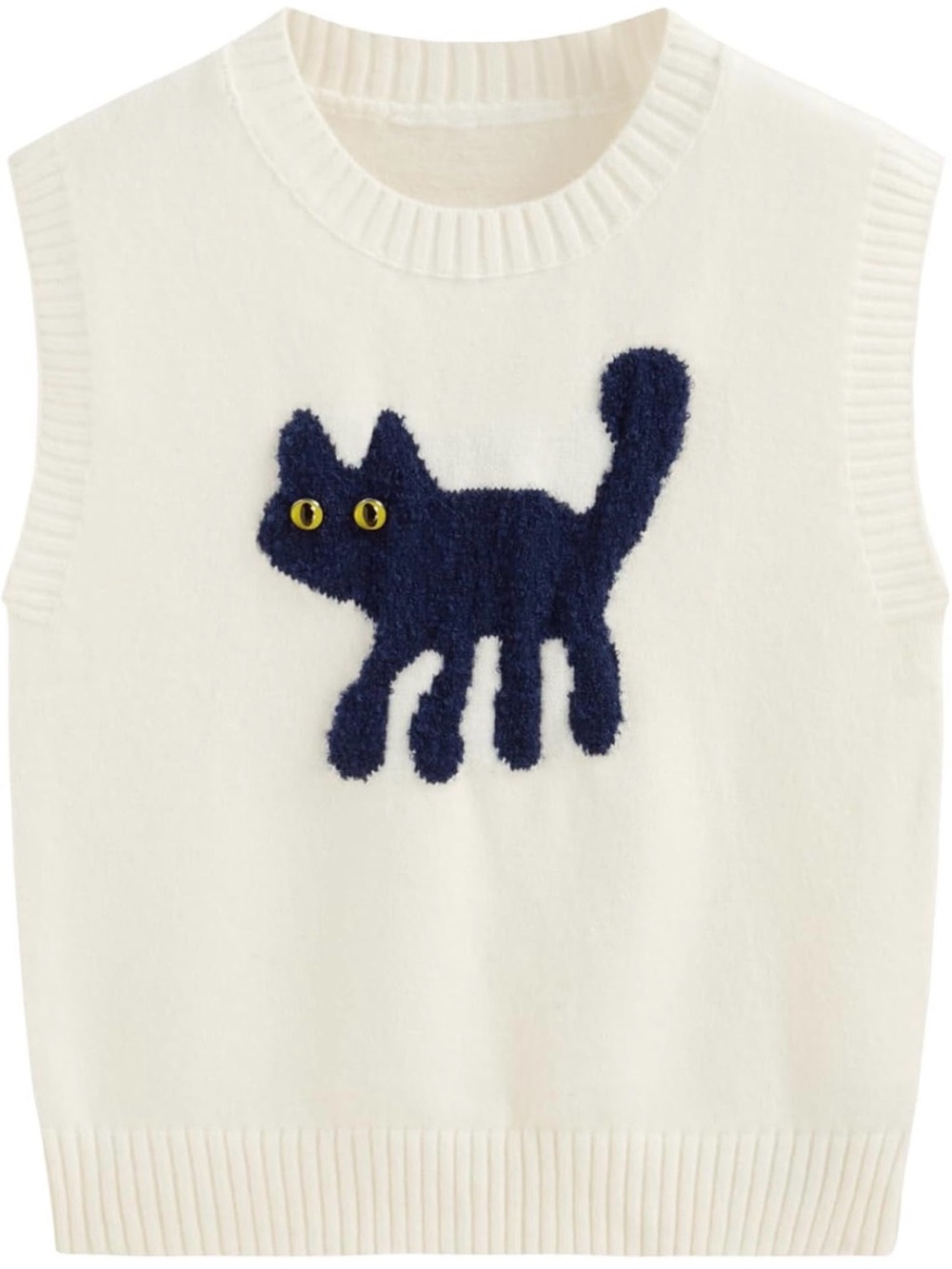 Cider Cream Knit Cat/Spooky Sweater Vest